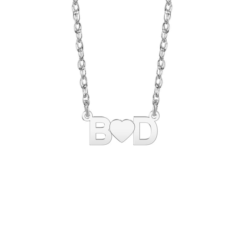 High Polished Initials with Hearts Pendant in Sterling Silver image number null